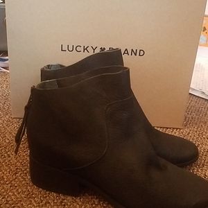 Lucky brand black leather ankle boots
